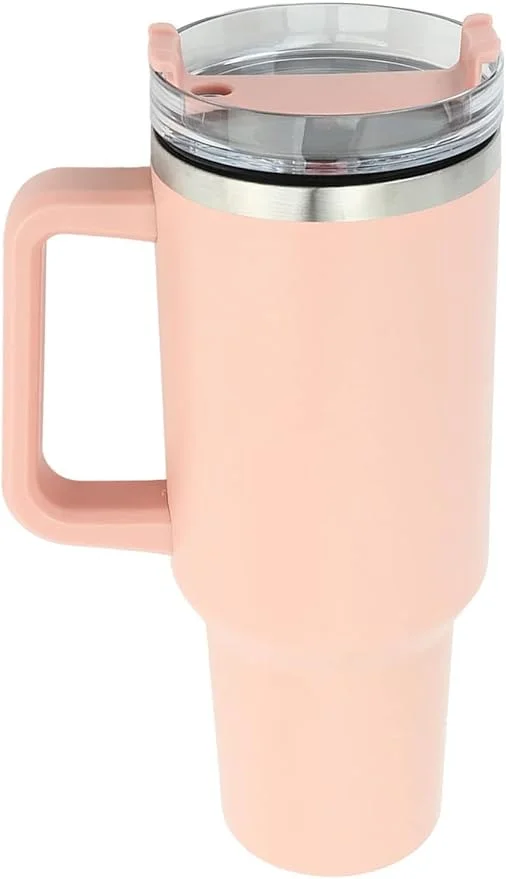 1200ml Stainless Steel Insulated Travel Mug with Handle & Spill‑Proof Lid, Steel Straw Double‑Wall Vacuum Tumbler for Cold Drinks Beer Coffee Tea Gym & Outdoor Use image 1