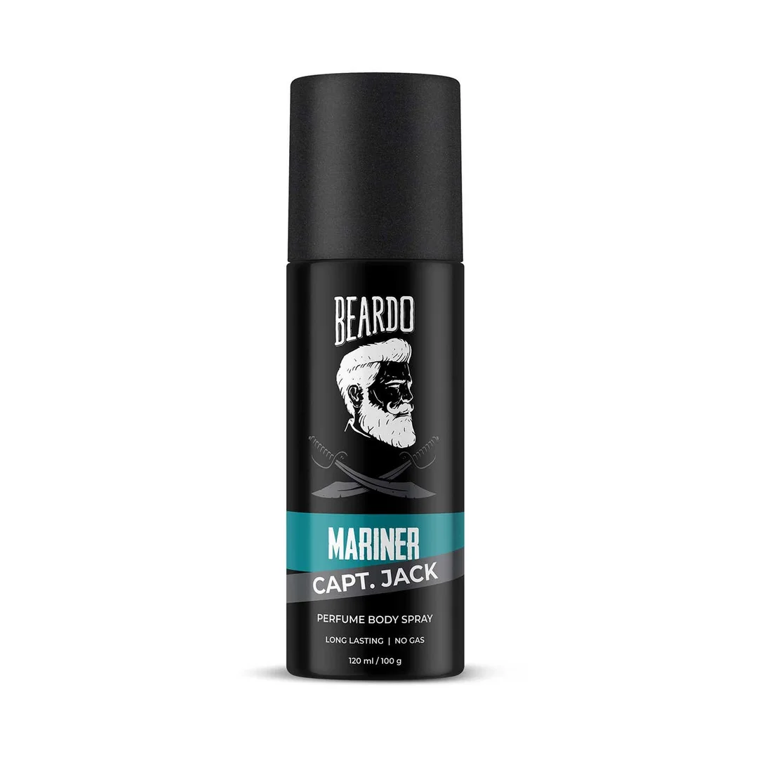 Beardo Mariner Captain Jack Perfume Body Spray 120 ml | Long Lasting Men’s Fragrance, Fresh Oceanic Woody Scent, Daily Grooming Spray, Premium Men’s Deo, Travel-Friendly image 1
