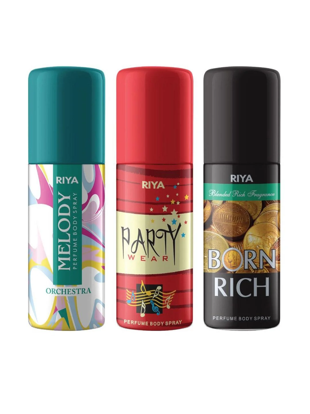 Gemini said Pack of 3 Riya Melody Party Wear Deodorant Body Spray for Women and Men 40ml Each Long Lasting Intense Fragrance Born Rich Luxury Perfume Spray Pocket Size Travel Friendly Gas Free Floral and Musky Deodorant Combo Set for Gifting and Daily Use image 1