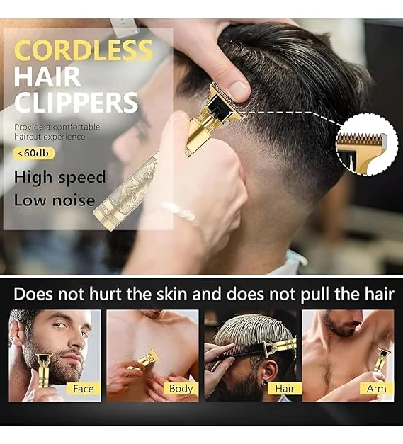 T9 Vintage Hair Trimmer Salon Series Fully Waterproof Professional Hair & Beard Trimmer with 60-Minute Runtime, 4 Length Settings Battery Powered Grooming Machine for Men image 2