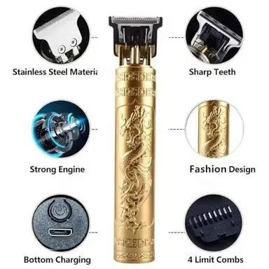 T9 Vintage Hair Trimmer Salon Series Fully Waterproof Professional Hair & Beard Trimmer with 60-Minute Runtime, 4 Length Settings Battery Powered Grooming Machine for Men thumbnail 2
