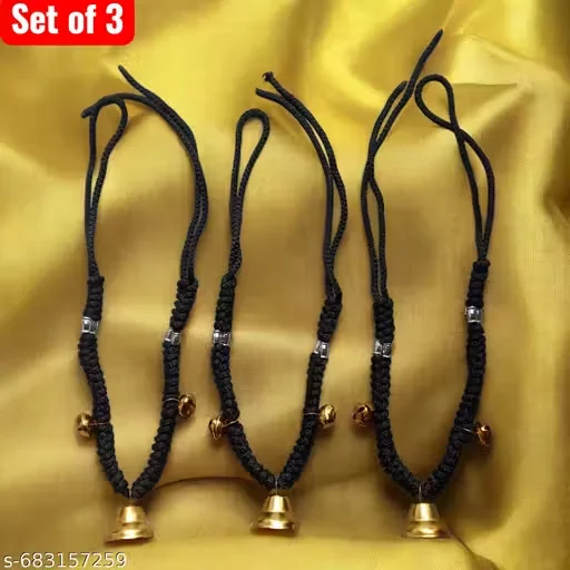 Premium Heavy-Duty Brass Cow Mala Bells with Clear Melodious Sound |Traditional Weather-Resistant Gau Mata Neck Decoration Ghanti Set for Festive, Temple & Daily Use| Pack of 3 image 1