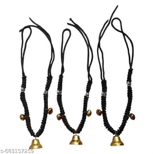 Premium Heavy-Duty Brass Cow Mala Bells with Clear Melodious Sound |Traditional Weather-Resistant Gau Mata Neck Decoration Ghanti Set for Festive, Temple & Daily Use| Pack of 3 image 4