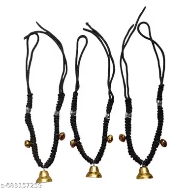  Premium Heavy-Duty Brass Cow Mala Bells with Clear Melodious Sound |Traditional Weather-Resistant Gau Mata Neck Decoration Ghanti Set for Festive, Temple & Daily Use| Pack of 3 thumbnail 3
