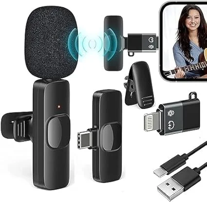 K8 Wireless Clip-On Microphone with Receiver Type-C and Lightning Compatible image 3