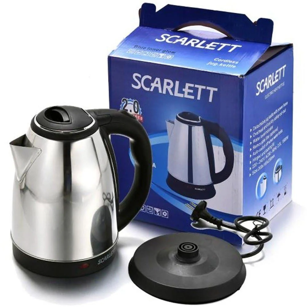 Digital Wave 2 Litre Electric Kettle 1500W Stainless Steel Auto Cut-Off Boil Dry Protection Fast Heating Cordless Water Boiler Jug with Comfortable Handle and Silver Finish for Home Kitchen Use image 1