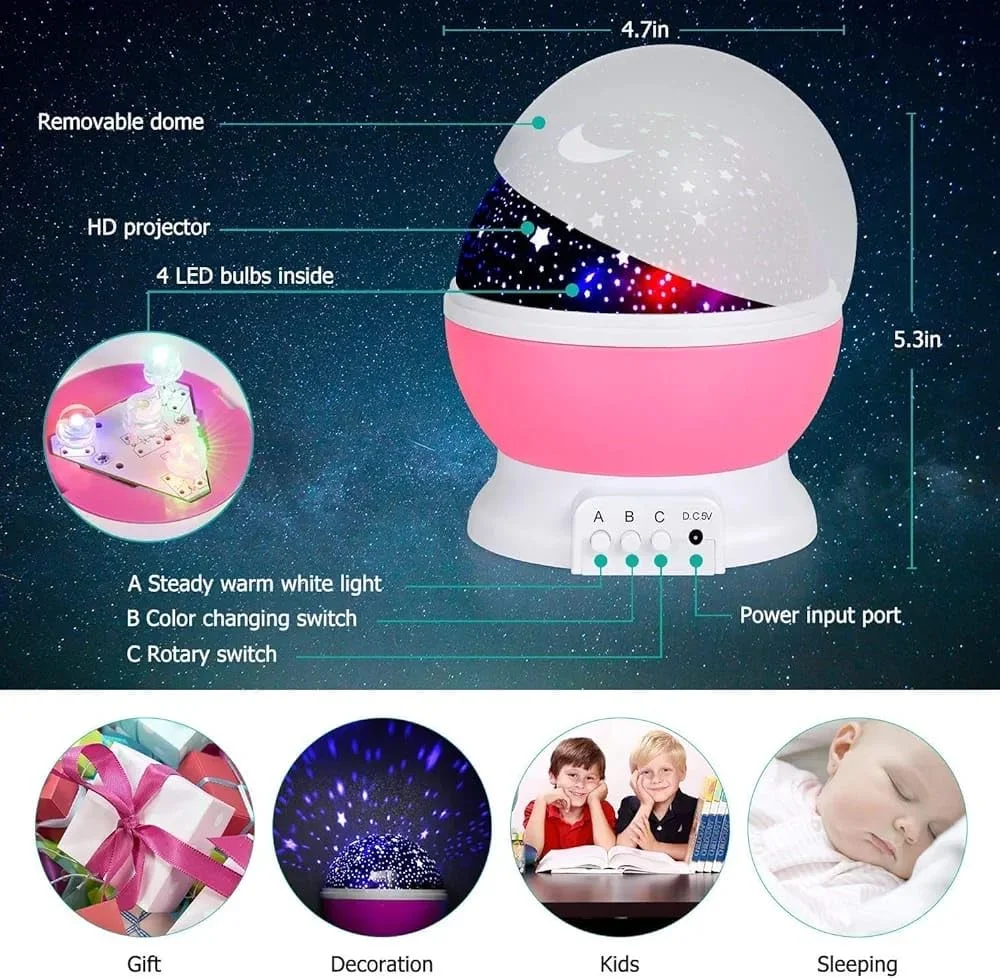 Digital Wave Star Master Lamp Night Light for Kids Teen Girls Boys Women Cute Star Projection Lamp Baby Room Decor Gift for Girlfriend Boyfriend Multicolour LED Night Light with Rotating Star Galaxy Effect image 5