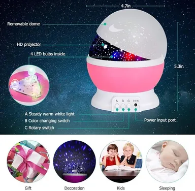Digital Wave Star Master Lamp Night Light for Kids Teen Girls Boys Women Cute Star Projection Lamp Baby Room Decor Gift for Girlfriend Boyfriend Multicolour LED Night Light with Rotating Star Galaxy Effect thumbnail 4