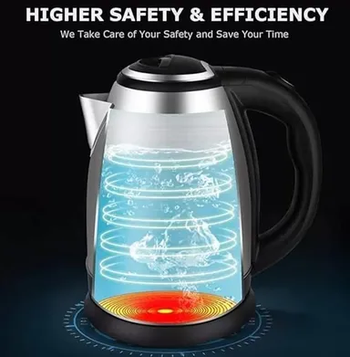 DIGITAL.WAVE Electric Kettle 2 Litre 1500W Stainless Steel Auto Cut-Off Fast Boiling Water Heater Tea Coffee Maker Silver ISI Style Kitchen Appliance India thumbnail 3