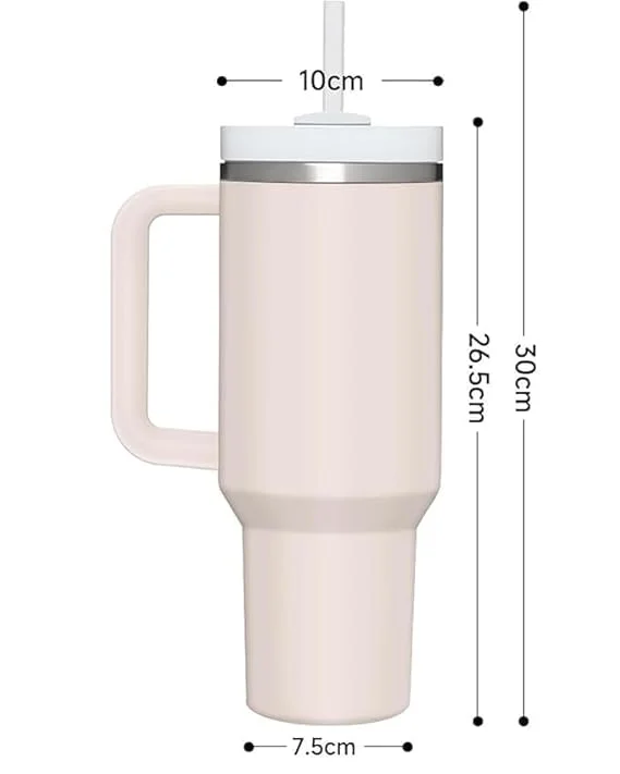 Digital Wave 1200ML Stainless Steel Vacuum Insulated Tumbler with Handle & Straw, Double Wall Thermal Travel Mug for Hot & Cold Drinks, Multicolour Large Capacity Reusable Cup image 3