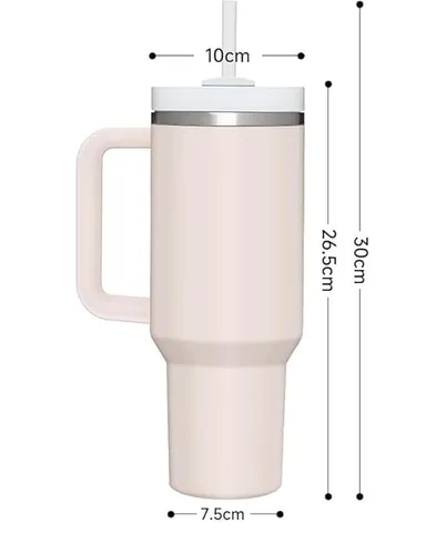 Digital Wave 1200ML Stainless Steel Vacuum Insulated Tumbler with Handle & Straw, Double Wall Thermal Travel Mug for Hot & Cold Drinks, Multicolour Large Capacity Reusable Cup thumbnail 2