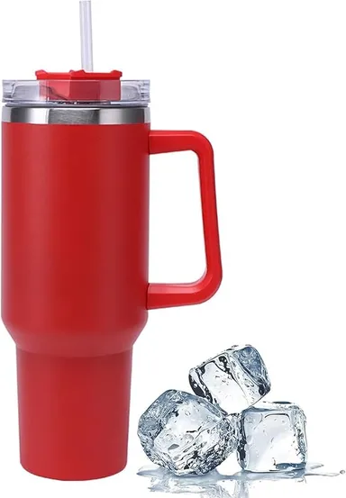 Digital Wave 1200ML Stainless Steel Vacuum Insulated Tumbler with Handle & Straw, Double Wall Thermal Travel Mug for Hot & Cold Drinks, Multicolour Large Capacity Reusable Cup thumbnail 3