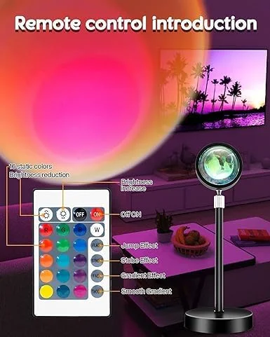 Digital Wave Sunset Lamp Projection 16 Color Changing LED Night Light with Remote Control Romantic Mood Lamp for Bedroom, Family, Couples, Adults and Kids Ambience Lighting, Portable Decorative LED Mood Lamp image 4