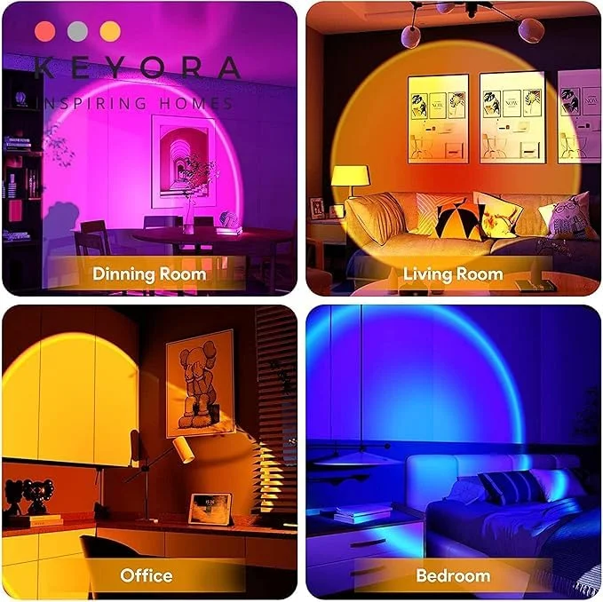 Digital Wave Sunset Lamp Projection 16 Color Changing LED Night Light with Remote Control Romantic Mood Lamp for Bedroom, Family, Couples, Adults and Kids Ambience Lighting, Portable Decorative LED Mood Lamp image 6