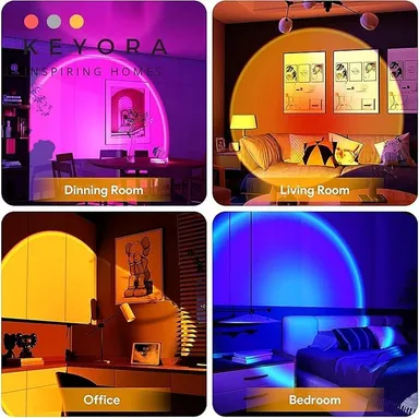 Digital Wave Sunset Lamp Projection 16 Color Changing LED Night Light with Remote Control Romantic Mood Lamp for Bedroom, Family, Couples, Adults and Kids Ambience Lighting, Portable Decorative LED Mood Lamp thumbnail 5