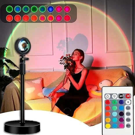 Digital Wave Sunset Lamp Projection 16 Color Changing LED Night Light with Remote Control Romantic Mood Lamp for Bedroom, Family, Couples, Adults and Kids Ambience Lighting, Portable Decorative LED Mood Lamp image 1