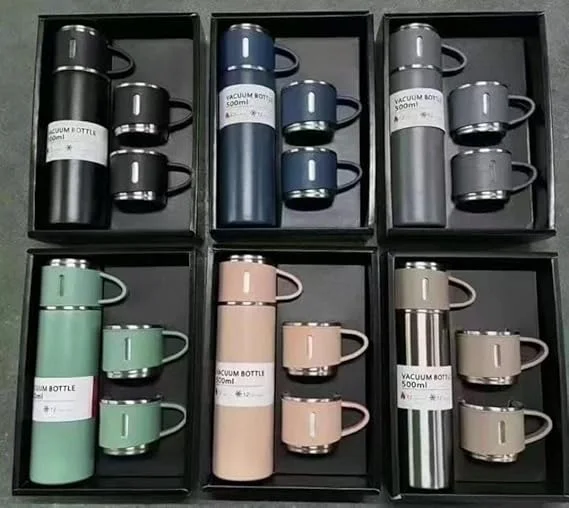 Digital Wave 500ml Stainless Steel Thermo Vacuum Insulated Bottle with Cup Lid Multicolor Double Wall Hot and Cold Water Coffee Flask Leakproof Travel Office Bottle image 1