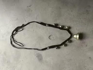 Traditional Cattle Necklace Caw Mala| Handcrafted Durable Black Thread with High-Quality Brass Bells for Farmers, Livestock Owners, and Cattle Adornments thumbnail 2