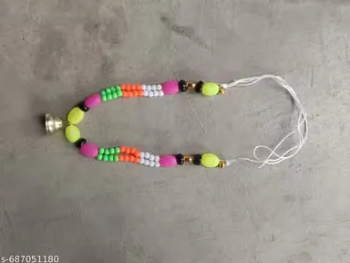 Pack of 4 Traditional Handmade Multicolour Beaded Caw Beby Mala Set with Brass Bells |Festive Decorative Necklaces for Cow Worship, Pooja Ceremonies, and Religious Festivals thumbnail 2
