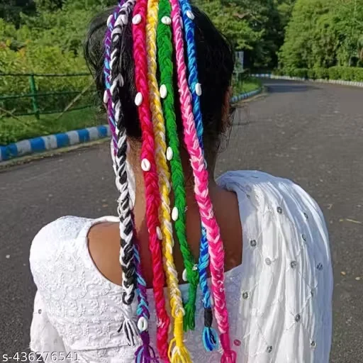 Handmade Bridesmaid Tribal Boho 20" Hair Strings for Women Multicolour Tassel Braids Beads Shells Festival Hair Accessory Bohemian Hair Decor image 1