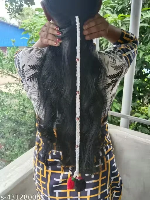 Handmade Unique Tribal Boho Hair String 18 Inch for Women | Multicolor Single String Ethnic Fashion Accessory | Lightweight Handmade Tribal Hair Jewelry image 1