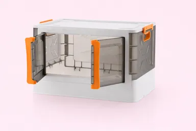 2 Layer Foldable Wardrobe Storage Box with Clear Front Door Heavy Duty Plastic Clothes Organizer Cabinet Stackable Space Saving Cupboard for Sarees Blankets Toys Wardrobe Storage Unit for Bedroom Hostel Home thumbnail 2