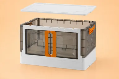 2 Layer Multi Purpose Plastic Storage Box with Transparent Door and Stackable Design, Foldable Wardrobe Organizer Cabinet for Clothes, Blankets and Kitchen Storage, Space Saving Home Cupboard Solution for Modern Indian Homes thumbnail 3