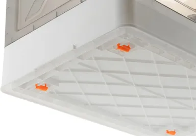 2 Layer Foldable Plastic Storage Box Cabinet with Front Door and Lid, Stackable Wardrobe Organizer for Clothes Blankets Toys, Heavy Duty Modular Cupboard Storage Unit Space Saving Home Organizer Grey White Orange Handle thumbnail 3