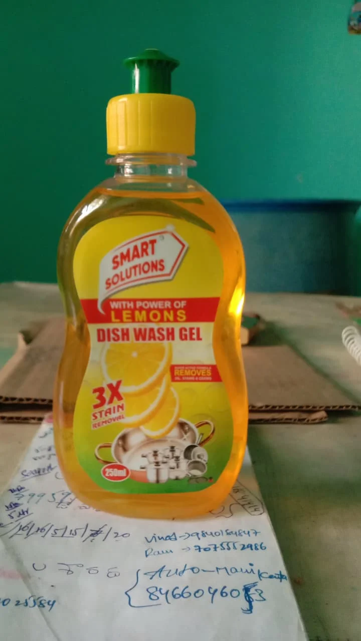 Smart Solutions Lemon Power Dish Wash Gel | 250ml High-Concentrate Grease Remover for Sparkling Clean Utensils image 1