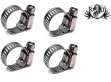 Imported Adjustable LPG Hose Pipe Clamp 1.25 Inch Stainless Steel Pack of 4 Gas Nali Connectors for Kitchen Gas Stoves thumbnail 1
