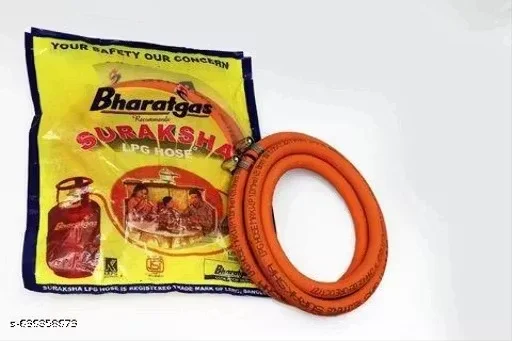 LPG Kitchen Gas Pipe 1.5 Meter ISI Certified Rubber LPG Hose with 2 Free Stainless Steel Clamps High Pressure Leak Resistant Flexible Gas Tube for Home Kitchen Stove Cylinder Connection India image 1