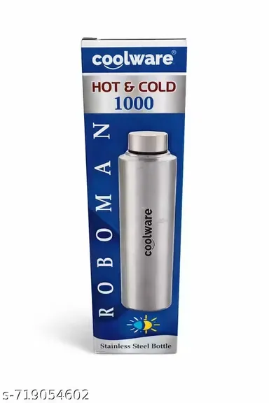 COOLWARE Stainless Steel Water Bottle 1000ml 1 Litre Silver BPA Free Hot & Cold Fridge Gym Office School College Sports Bottle Durable Leak Proof Eco-Friendly Steel Bottle thumbnail 2