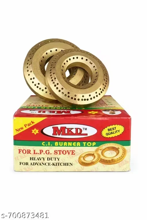 Brass Gas Stove Burner Ring Set of 2 with Multi‑Hole High Flame Cooking Burner Rings Replacement Spare Part for LPG Stove – Golden Metal Pack image 1