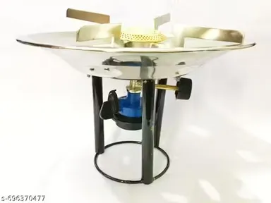 Portable Single Burner Gas Stove with Brass Burner Stainless Steel Top Manual Ignition Regulator Stand Compact Kitchen LPG Cooktop Ideal for Indian Home Camping Outdoor Cooking thumbnail 1