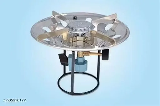 Portable Single Burner Gas Stove with Brass Burner Stainless Steel Top Manual Ignition Regulator Stand Compact Kitchen LPG Cooktop Ideal for Indian Home Camping Outdoor Cooking image 1