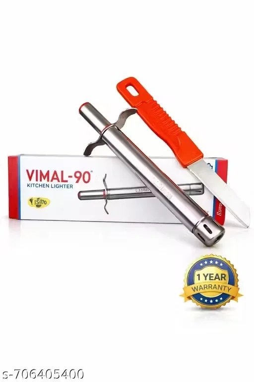 Premium Kitchen Gas Lighter and Stainless Steel Knife Combo Pack of 2 with 1 Year Warranty kitchen lighter gas igniter knife set durable rust‑proof India everyday cooking tool image 1