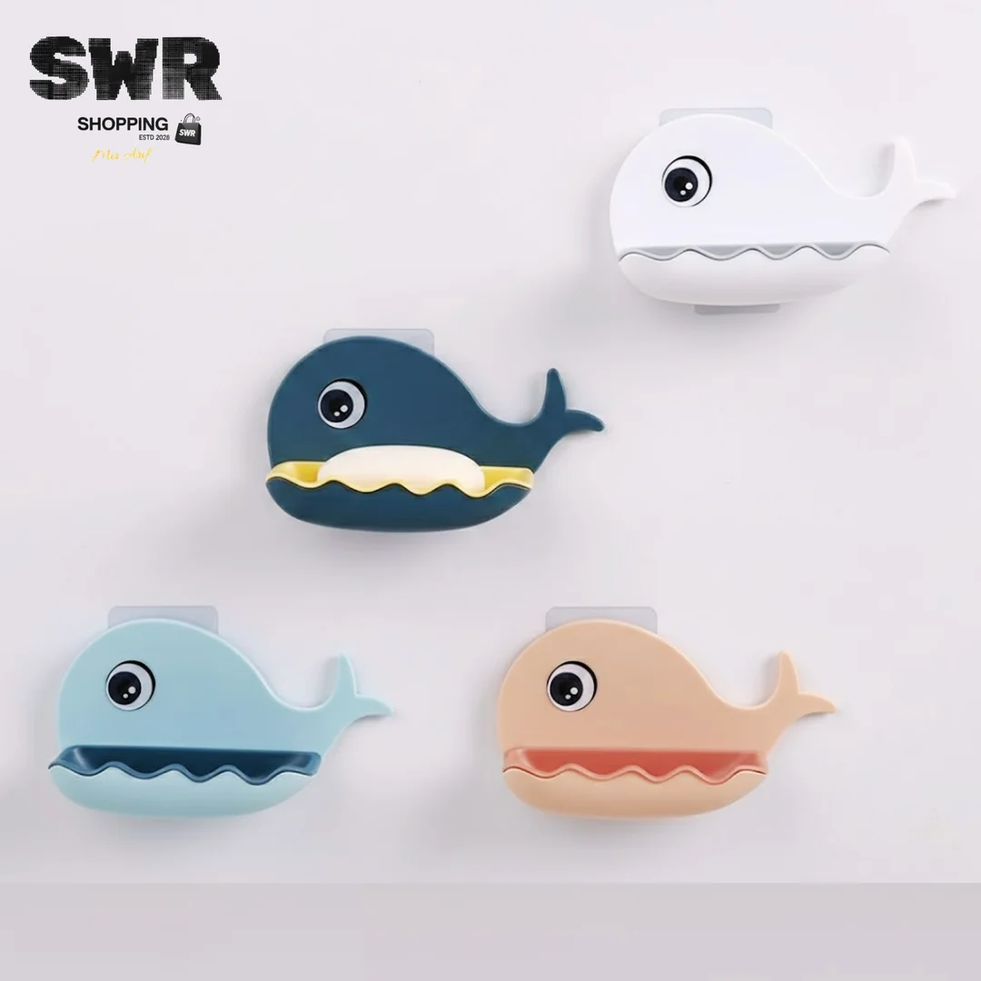 Whale Shaped Wall Mounted Bathroom Soap Holder Waterproof Multicolor Resin Soap Dish Whale Design Cute Bathroom Accessory Functional Wall Soap Rack image 1