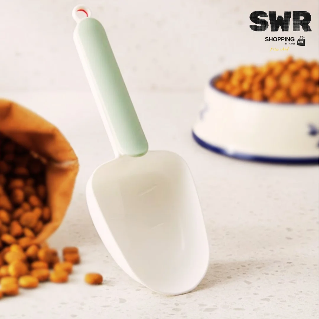 Lyla Portable Pet Dog Cat Dry Food Scoop Spoon Shovel Feeding Tool Light Grey White Plastic Pet Food Measure Shovel for Kibble Portion Control and Easy Feeding image 1