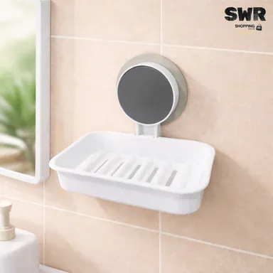 Powerful No‑Drill Vacuum Suction Soap Holder for Shower Wall Bathroom Tub & Kitchen Sink | Removable Waterproof Plastic Soap Dish with Drain Holes | Easy Clean Storage Tray thumbnail 2