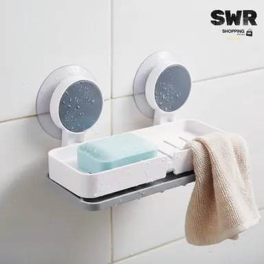 Non‑Drill Self Adhesive Wall Mount Soap Holder for Bathroom & Kitchen Waterproof Soap Dish Stand with Magic Sticker + Removable Drain Tray Easy Install Organizer thumbnail 1