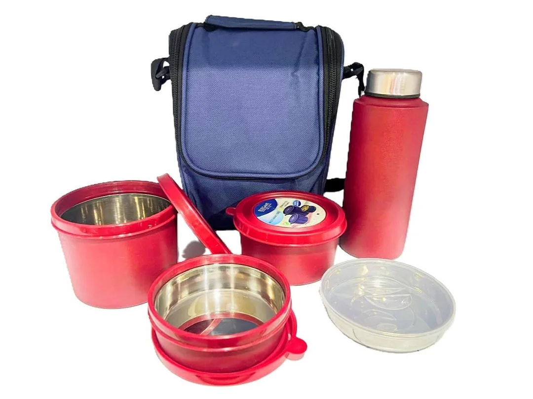 Elegant Lunch Box Red Colour Leak Proof Stainless Steel Tiffin Box for Office School College with Insulated Lid BPA Free Durable Food Storage Container image 1