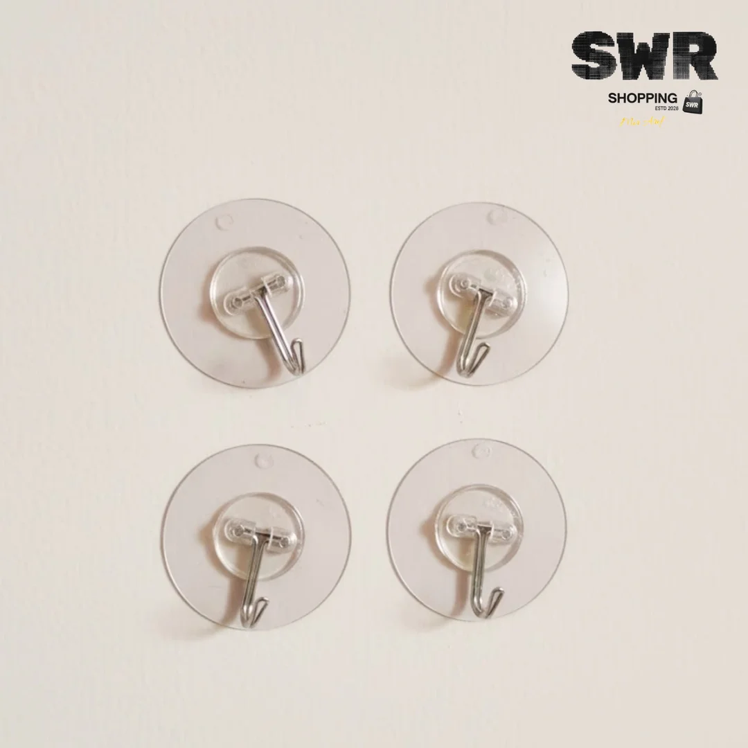 Multi‑Functional Self Adhesive No Drilling Bathroom Towel Hook Strong Round Adhesive Wall Hooks Stainless Steel PVC Heavy Duty Waterproof Hanger for Kitchen Bathroom Room Organisation image 1