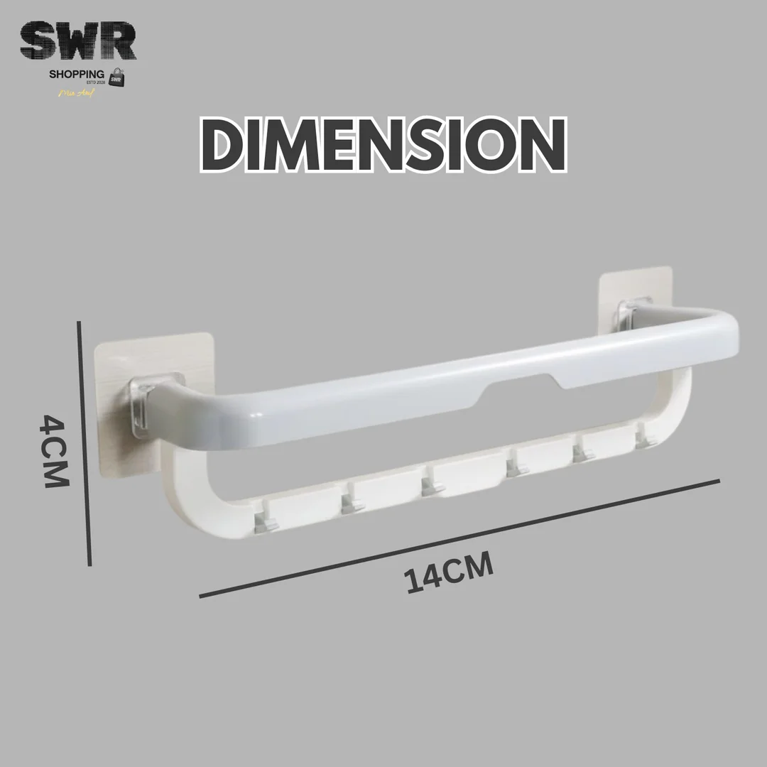 Kitchen Folding Towel Holder Magic Sticker Series Self‑Adhesive Wall Mount Multifunctional Towel Rack with Hooks for Kitchen Bathroom Wash Basin Space Saving Organizer image 2