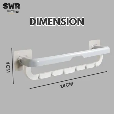Kitchen Folding Towel Holder Magic Sticker Series Self‑Adhesive Wall Mount Multifunctional Towel Rack with Hooks for Kitchen Bathroom Wash Basin Space Saving Organizer thumbnail 1