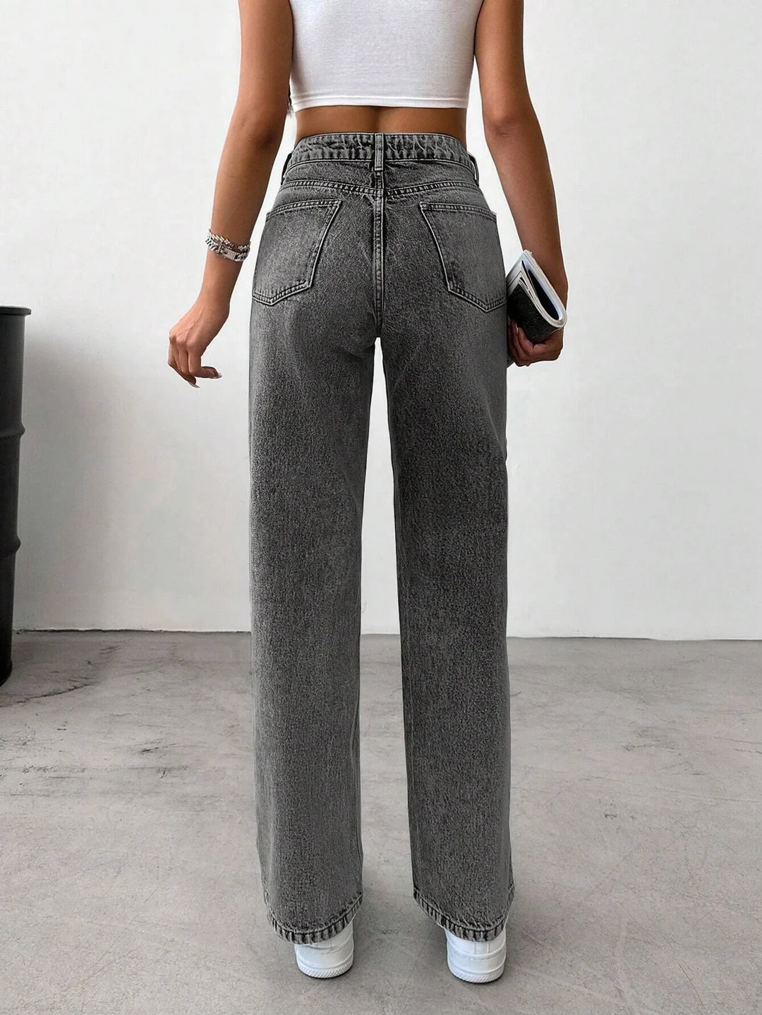 Women’s High Waist Grey Wide Leg Jeans | Comfortable Loose Fit Casual Denim Pants | Stylish Trendy Everyday Wear Jeans for Office, College, Party | Lightweight Durable Fashionable Women Jeans Women’s High Waist Grey Wide Leg Jeans  28 image 4