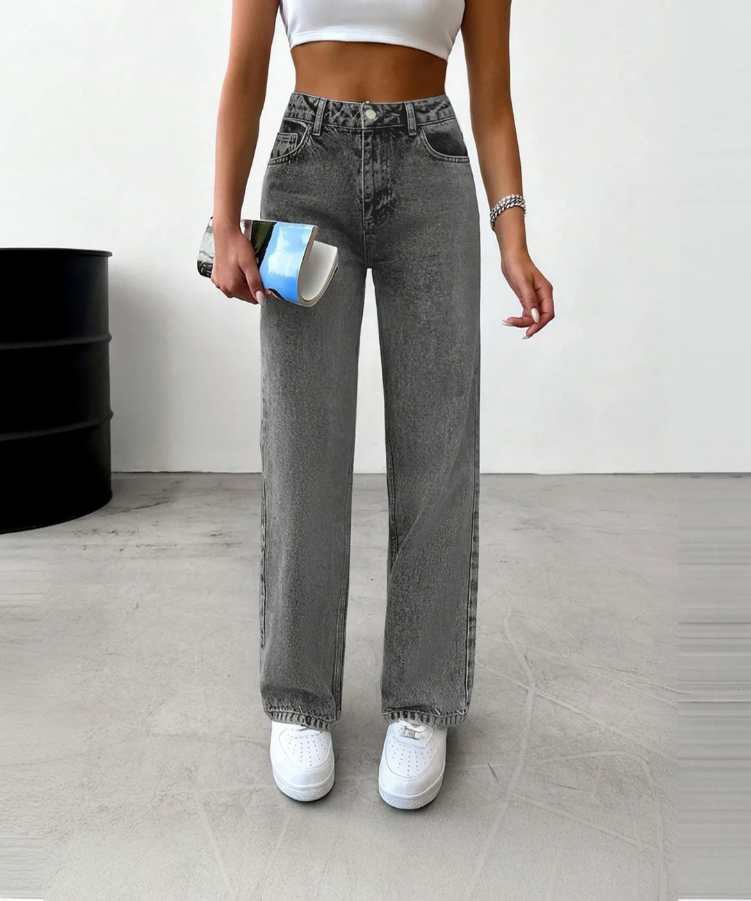 Women’s High Waist Grey Wide Leg Jeans | Comfortable Loose Fit Casual Denim Pants | Stylish Trendy Everyday Wear Jeans for Office, College, Party | Lightweight Durable Fashionable Women Jeans Women’s High Waist Grey Wide Leg Jeans 32 image 1