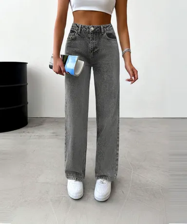 Women’s High Waist Grey Wide Leg Jeans | Comfortable Loose Fit Casual Denim Pants | Stylish Trendy Everyday Wear Jeans for Office, College, Party | Lightweight Durable Fashionable Women Jeans Women’s High Waist Grey Wide Leg Jeans  32 thumbnail 0