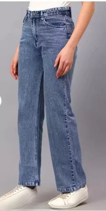 Women’s High Waist Wide Leg Blue Denim Jeans | Comfortable Casual Loose Fit Straight Cut Pants for Daily Wear, College, Office, and Outings Women’s High Waist Wide Leg Blue Denim Jeans 30 image 3