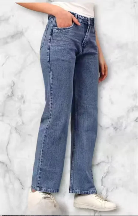 Women’s High Waist Wide Leg Blue Denim Jeans | Comfortable Casual Loose Fit Straight Cut Pants for Daily Wear, College, Office, and Outings Women’s High Waist Wide Leg Blue Denim Jeans 32 image 1