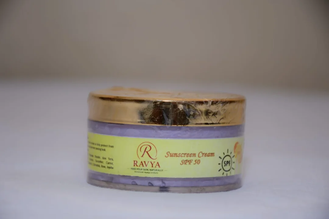 Ravya Herbal Sunscreen Cream SPF 50 with Aloe Vera & Cucumber | Sun Protection & Skin Soothing image 1